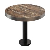 BML | Table bistrot | Ø : H 80 x 77 cm | Vintage Old / Noir | Rond | Bord en acier inoxydable