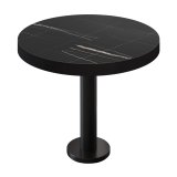 BML | Bistrot table | Ø : H 60 x 77 cm | Marbre noir / Noir | Rond | Bord noir