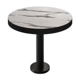 BML | Bistrot | Ø : H 80 x 77 cm | Marbre blanc / Noir | Rond | Bord noir