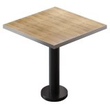 BML | Bistro Tisch | 80 x 80 x 74,5 cm | Quadratisch | Edelstahl Rand | Eiche / Schwarz