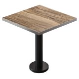 BML | Table de bistrot | 80 x 80 x 74,5 cm | Carré | Bord en acier inoxydable | Sheesham / Noir
