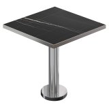 BML | Bistrobord | 80 x 80 x 74,5 cm | Kvadratisk | Rostfritt stål kant | Svart marmor / rostfritt stål
