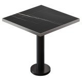 BML | Bistropöytä | 80 x 80 x 74,5 cm | Neliönmallinen | Ruostumattomasta teräksestä reunus | Musta marmorista / Musta