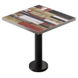 BML | Tavolo Bistro | 80 x 80 x 74,5 cm | Quadrato | Bordo in acciaio inox | Vintage multicolore / Nero