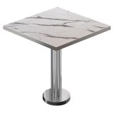 BML | Bistrobord | 80 x 80 x 74,5 cm | Kvadratisk | Ramliste i rostfritt stål | Vitt marmor / rostfritt stål
