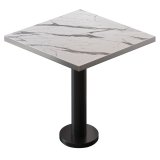 BML | Bistro Table | 80 x 80 x 74.5 cm | Square | Stainless Steel Edge | White Marble / Black