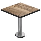 BML | Table de bistro | 60 x 60 x 74,5 cm | Carré | Bord noir | Sheesham / Acier inoxydable