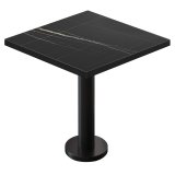 BML | Table de bistro | 60 x 60 x 74,5 cm | Carré | Bord noir | Marbre noir / Noir