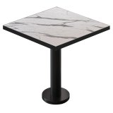 BML | Bistro Tisch | 60 x 60 x 74,5 cm | Quadratisch | Schwarzer Rand | Weiß Marmor / Schwarz