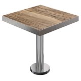 BML | Bistro Tisch | 80 x 80 x 77 cm | Quadratisch | Edelstahl Rand | Sheesham / Edelstahl