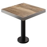 BML | Table Bistro | 70 x 70 x 77 cm | Carré | Bord en acier inoxydable | Sheesham / Noir