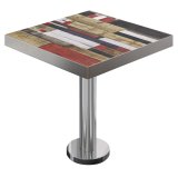 BML | Bistro Tisch | 80 x 80 x 77 cm | Quadratisch | Edelstahl Rand | Vintage Bunt / Edelstahl