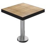 BML | Table de bistrot | 70 x 70 x 77 cm | Carré | Bord noir | Chêne / Acier inoxydable