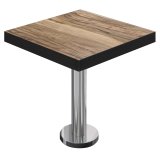 BML | Table de bistro | 70 x 70 x 77 cm | Carré | Bord noir | Sheesham / acier inoxydable
