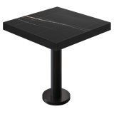 BML | Table de bistrot | 70 x 70 x 77 cm | Carré | Bord noir | Marbre noir / Noir