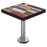 BML | Table de bistro | 70 x 70 x 77 cm | Carré | Bord noir | Vintage coloré / Acier inoxydable