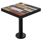 BML | Table de bistrot | 70 x 70 x 77 cm | Carré | Bord noir | Vintage coloré / Noir