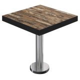 BML | Table de bistro | 70 x 70 x 77 cm | Carré | Bord noir | Vintage ancien / Acier inoxydable