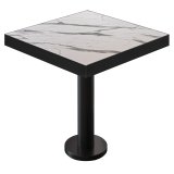 BML | Table de bistro | 70 x 70 x 77 cm | Carré | Bord noir | Marbre blanc / Noir