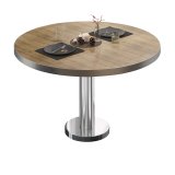 BML | Bistro Loungetisch | Ø:H 70 x 38,5 cm | Eiche / Edelstahl