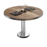 BML | Bistro Loungetisch | Ø:H 70 x 38,5 cm | Sheesham / Edelstahl