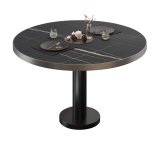 BML | Bistro Loungetisch | Ø:H 80 x 38,5 cm | Schwarz Marmor / Schwarz