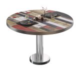 BML | Bistro Loungetisch | Ø:H 70 x 38,5 cm | Vintage Bunt / Edelstahl