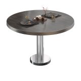 BML | Bistro Loungetisch | Ø:H 70 x 38,5 cm | Wenge / Edelstahl