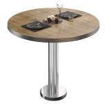 BML | Bistrotable | Ø : H 80 x 75 cm | Chêne / Acier inoxydable | Rond | Bord en acier inoxydable