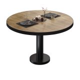 BML | Bistro Loungetisch | Ø:H 80 x 38,5 cm | Eiche / Schwarz