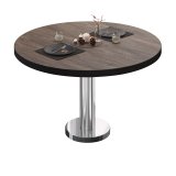 BML | Bistro Loungetisch | Ø:H 80 x 39 cm | Light Wenge / Edelstahl
