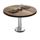 BML | Bistro Loungetisch | Ø:H 80 x 39 cm | Sheesham / Edelstahl