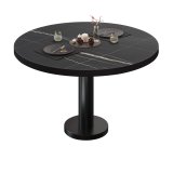 BML | Bistro Loungetisch | Ø:H 80 x 38,5 cm | Schwarz Marmor / Schwarz
