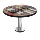 BML | Bistro Loungetisch | Ø:H 80 x 39 cm | Vintage Bunt / Edelstahl