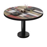 BML | Bistro Loungetisch | Ø:H 80 x 38,5 cm | Vintage Bunt / Schwarz