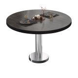 BML | Bistro Loungetisch | Ø:H 80 x 39 cm | Wenge / Edelstahl