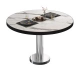 BML | Bistro Loungebord | Ø:H 80 x 39 cm | Hvid marmor / rustfrit stål