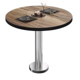 BML | Bistrot | Ø : H 60 x 75 cm | Sheesham / Acier inoxydable | ROND | Bord noir