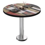 BML | Bistrotisch | Ø:H 60 x 75 cm | Vintage Bunt / Edelstahl | Rund | Schwarzer Rand