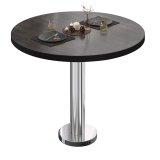 BML | Bistrotisch | Ø : H 60 x 75 cm | Wenge / Acier inoxydable | Rond | Bord noir