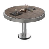 BML | Mesa de salón bistró | Ø: H 80 x 41 cm | Wenge claro / Acero inoxidable