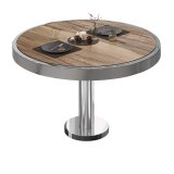 BML | Mesa de salón de bistró | Diámetro: H 80 x 41 cm | Sheesham / Acero Inoxidable