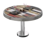 BML | Mesa de salón para bistró | ∅: H 80 x 41 cm | Vintage multicolor / acero inoxidable
