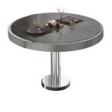 BML | Mesa de comedor tipo bistró | Diámetro: H 70 x 41 cm | Wenge / Acero inoxidable