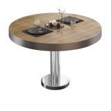 BML | Bistro Loungetisch | Ø:H 60 x 37 cm | Eiche / Edelstahl