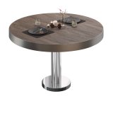 BML | Bistro Loungetisch | Ø:H 60 x 37 cm | Light Wenge / Edelstahl