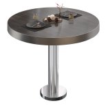 BML | Bistrot | Ø : H 80 x 77 cm | Wenge / Acier inoxydable | Rond | Bord en acier inoxydable
