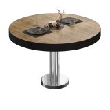 BML | Bistro Loungetisch | Ø:H 70 x 37 cm | Eiche / Edelstahl