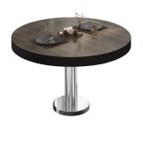 BML | Bistro Loungetisch | Ø:H 70 x 37 cm | Light Wenge / Edelstahl
