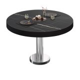 BML | Bistro Loungetisch | Ø:H 70 x 37 cm | Schwarz Marmor / Edelstahl